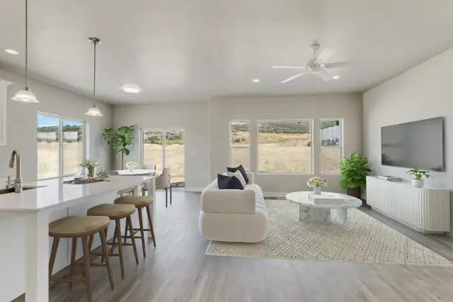 The Juniper kitchen and family room