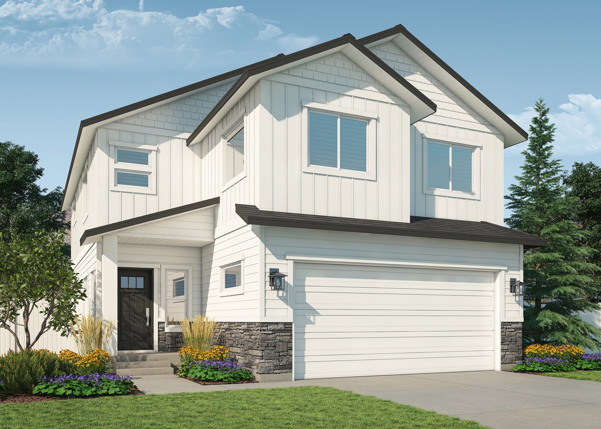The Cottonwood floorplan exterior rendering