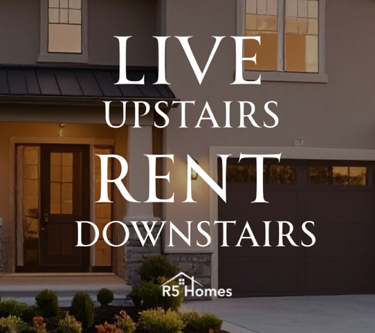 Diagram showing two separate units within a single home: main upstairs and rental suite below